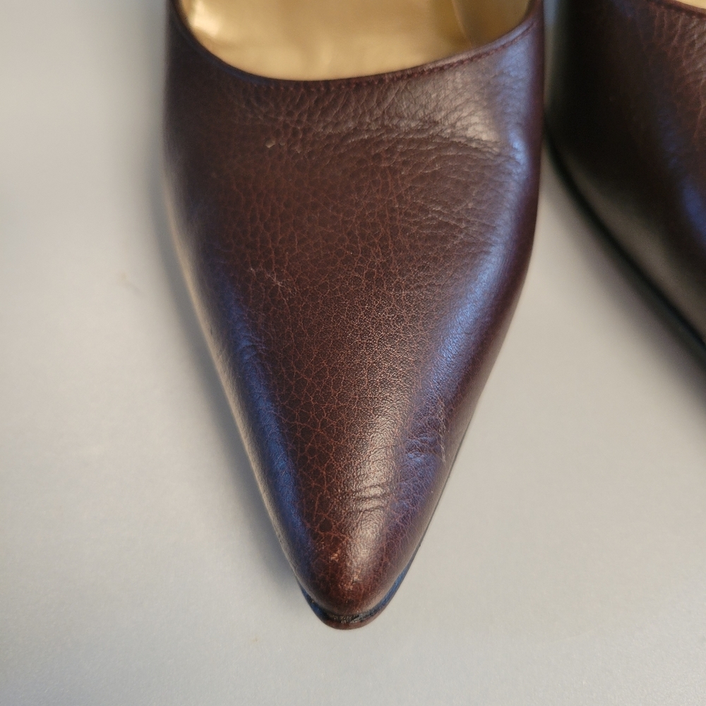 Vintage Gianni Versace Block Brown Leather Medusa Head Heels EU 35.5 35 5.5 - Picture 3 of 16